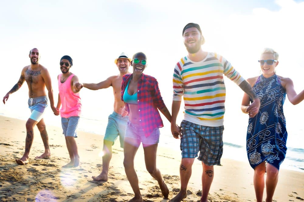 Diverse Young People Fun Beach